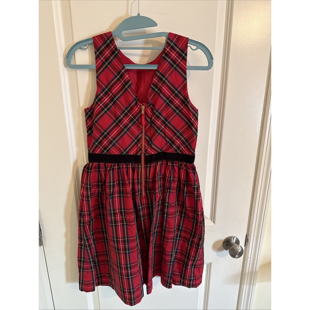 J. Crew Crew Cuts Holiday Red Black Tartan Plaid Sleeveless Christmas Dress S 12 - Picture 2 of 6
